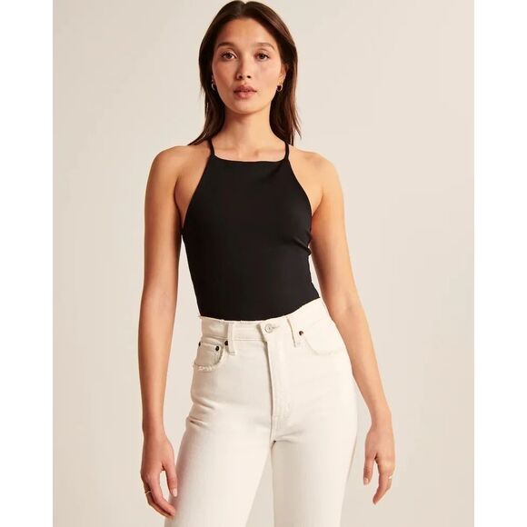 ✨ABERCROMBIE & FITCH Double-layered Seamless Fabric Boatneck Sz Medium Bodysuit✨ - Picture 1 of 8